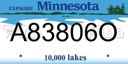 A83806O Minnesota License Plate