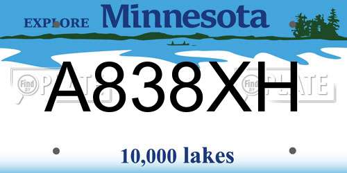 A838XH Minnesota License Plate