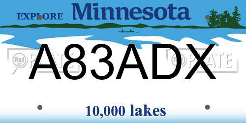 A83ADX Minnesota License Plate