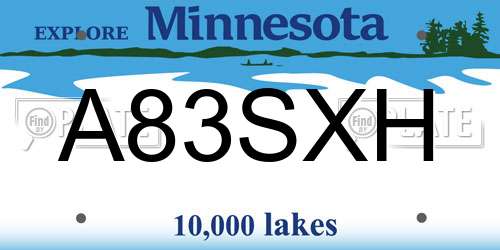 A83SXH Minnesota License Plate