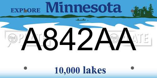 A842AA Minnesota License Plate