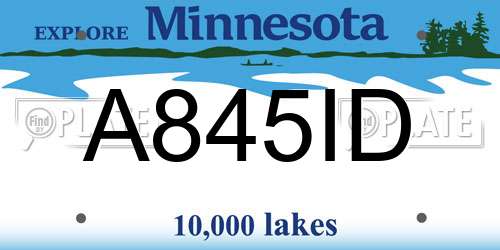 A845ID Minnesota License Plate