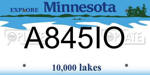 A845IO Minnesota License Plate