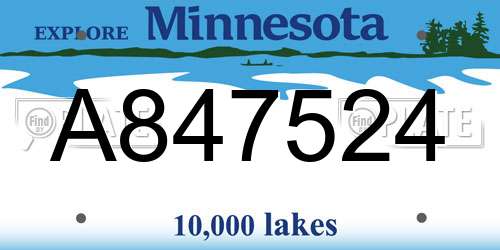 A847524 Minnesota License Plate