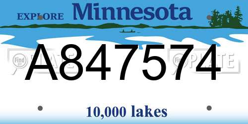 A847574 Minnesota License Plate