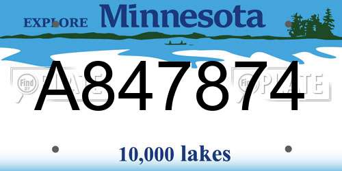 A847874 Minnesota License Plate