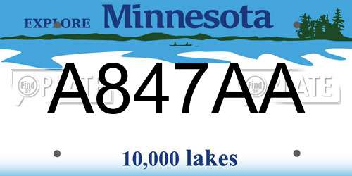 A847AA Minnesota License Plate
