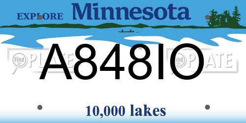 A848IO Minnesota License Plate