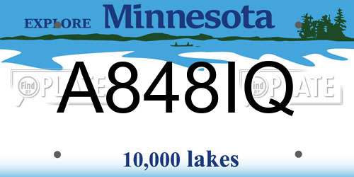A848IQ Minnesota License Plate