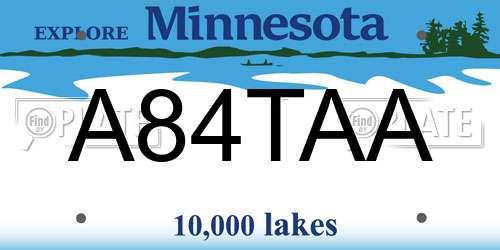 A84TAA Minnesota License Plate