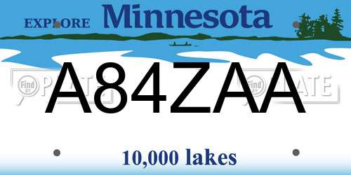 A84ZAA Minnesota License Plate