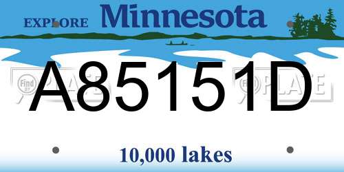 A85151D Minnesota License Plate