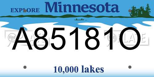 A85181O Minnesota License Plate