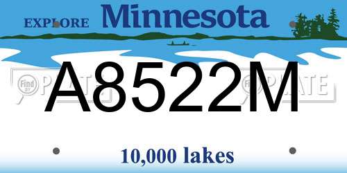 A8522M Minnesota License Plate