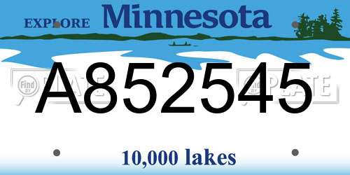 A852545 Minnesota License Plate
