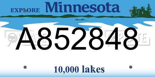 A852848 Minnesota License Plate