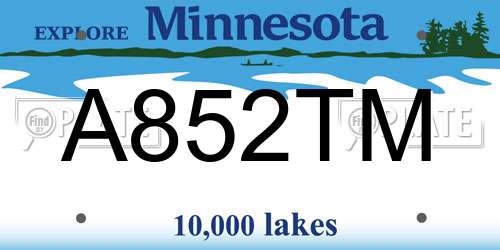 A852TM Minnesota License Plate