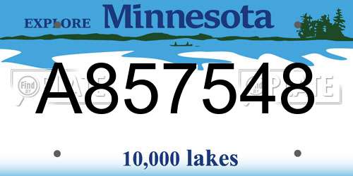 A857548 Minnesota License Plate