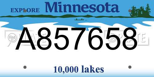A857658 Minnesota License Plate