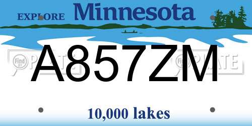 A857ZM Minnesota License Plate
