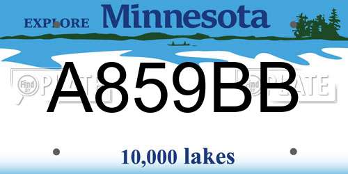 A859BB Minnesota License Plate