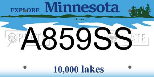 A859SS Minnesota License Plate