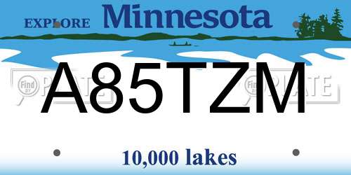 A85TZM Minnesota License Plate
