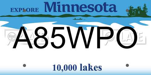 A85WPO Minnesota License Plate