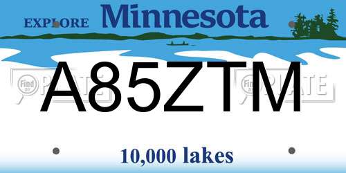 A85ZTM Minnesota License Plate