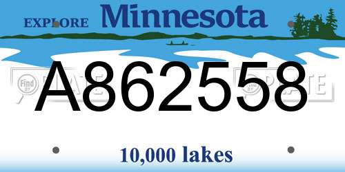A862558 Minnesota License Plate