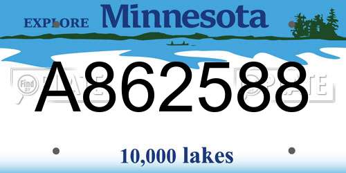 A862588 Minnesota License Plate