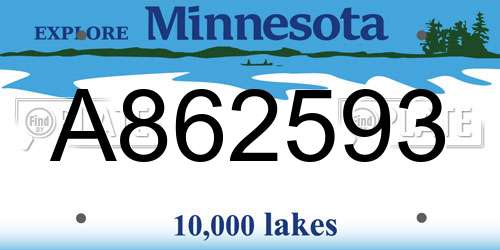 A862593 Minnesota License Plate
