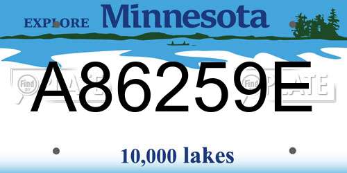 A86259E Minnesota License Plate