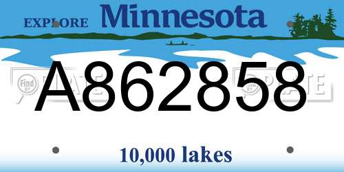 A862858 Minnesota License Plate