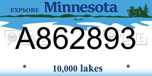 A862893 Minnesota License Plate