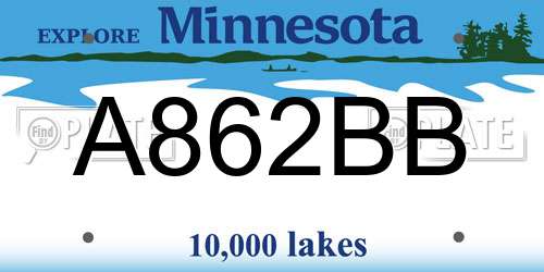 A862BB Minnesota License Plate