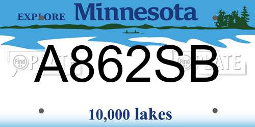 A862SB Minnesota License Plate