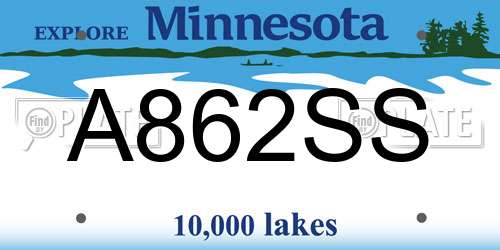 A862SS Minnesota License Plate