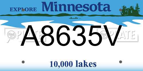 A8635V Minnesota License Plate