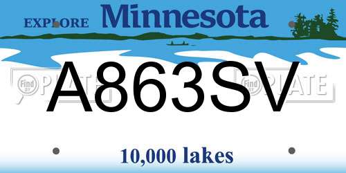 A863SV Minnesota License Plate