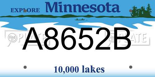 A8652B Minnesota License Plate