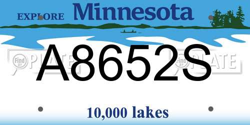 A8652S Minnesota License Plate