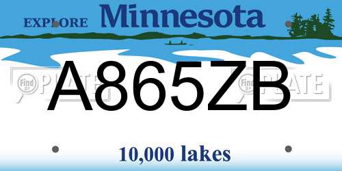 A865ZB Minnesota License Plate