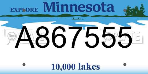 A867555 Minnesota License Plate