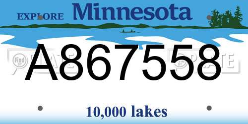 A867558 Minnesota License Plate