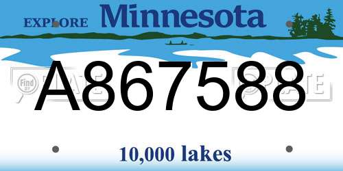 A867588 Minnesota License Plate