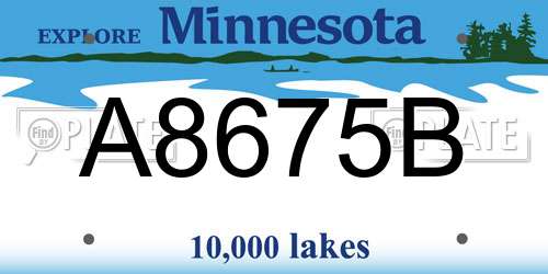 A8675B Minnesota License Plate