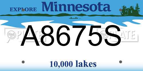 A8675S Minnesota License Plate