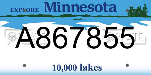A867855 Minnesota License Plate