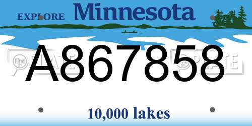 A867858 Minnesota License Plate